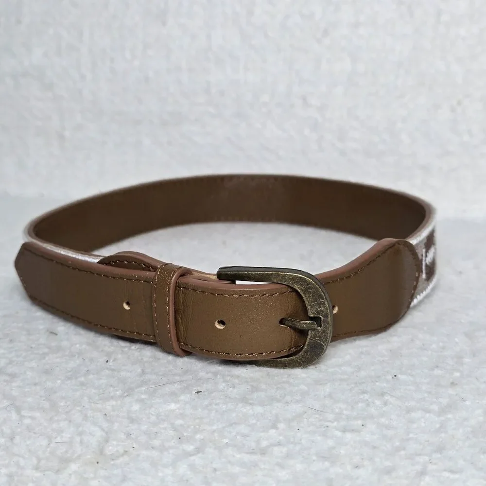 Youth Brown Kids Size Embroidered Football Belt